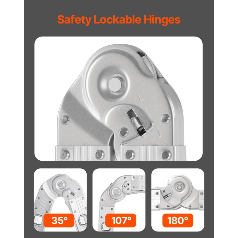 Monikäyttöinen taittotikas vahvistettua alumiinia 4,7 m kantavuus 149,7 kg seitsemän asentoa