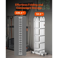 Taitettava alumiinitikas 5,8 metriä 7-asentoinen 149,7 kg kantavuus