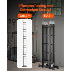 Taitettava alumiinitikas 5,8 m vahvistettu runko 149,7 kg 7-asentoinen 4-osainen