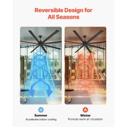 Kattotuuletin 244 cm 8 alumiinilapaa käännettävä tasavirtamoottori musta