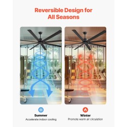 Kattotuuletin 213 cm alumiinilavoilla 8 lapaa sisä- ja ulkokäyttöön käännettävä DC-moottori