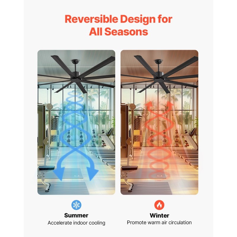 Kattotuuletin 213 cm alumiinilavoilla 8 lapaa sisä- ja ulkokäyttöön käännettävä DC-moottori