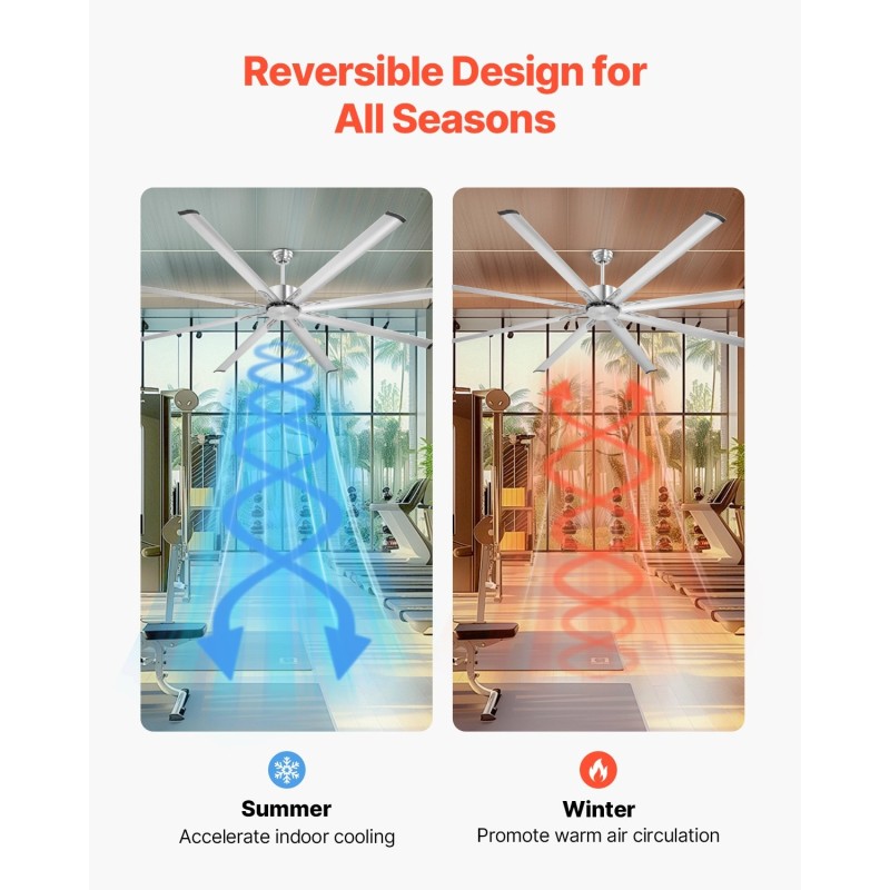 Kattotuuletin 244 cm harjattu nikkeli 8 alumiinilapaa DC-moottori