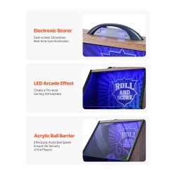 Pelipöytä skeeball-tyylinen 2,74 m MDF PVC-pintalaminaatti LED 4 palloa