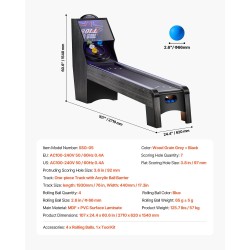 Skeeball-pöytä 9-jalkainen MDF-runko PVC-pintalaminaatti LED-pistelaskuri 4 pelipalloa kotiin