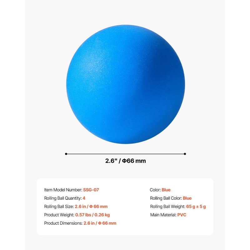 PVC-vierintäpallot 66 mm 4 kpl siniset skee ball peleihin