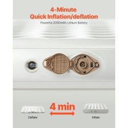 Ilmatäytteinen leirintäsänky kahdelle joustokuitukankaasta taittuvalla rungolla sisäänrakennetulla pumpulla