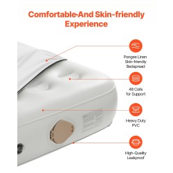 Ilmatäytteinen leirintäsänky kahdelle joustokuitukankaasta taittuvalla rungolla sisäänrakennetulla pumpulla