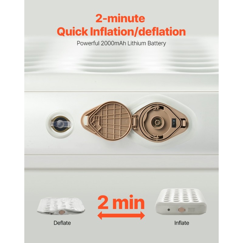 Yhden hengen ilmapatja metallikehyksellä sisäänrakennetulla pumpulla PVC-muovi ja polyesterikangas 1880x990x225 mm