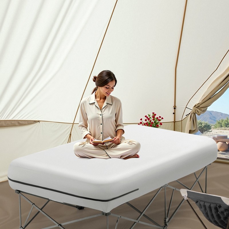 Yhden hengen ilmapatja metallikehyksellä sisäänrakennetulla pumpulla PVC-muovi ja polyesterikangas 1880x990x225 mm