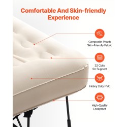 Ilmapatja sängynrungolla yhden hengen PVC persikkapintaisella kankaalla sisäänrakennetulla pumpulla