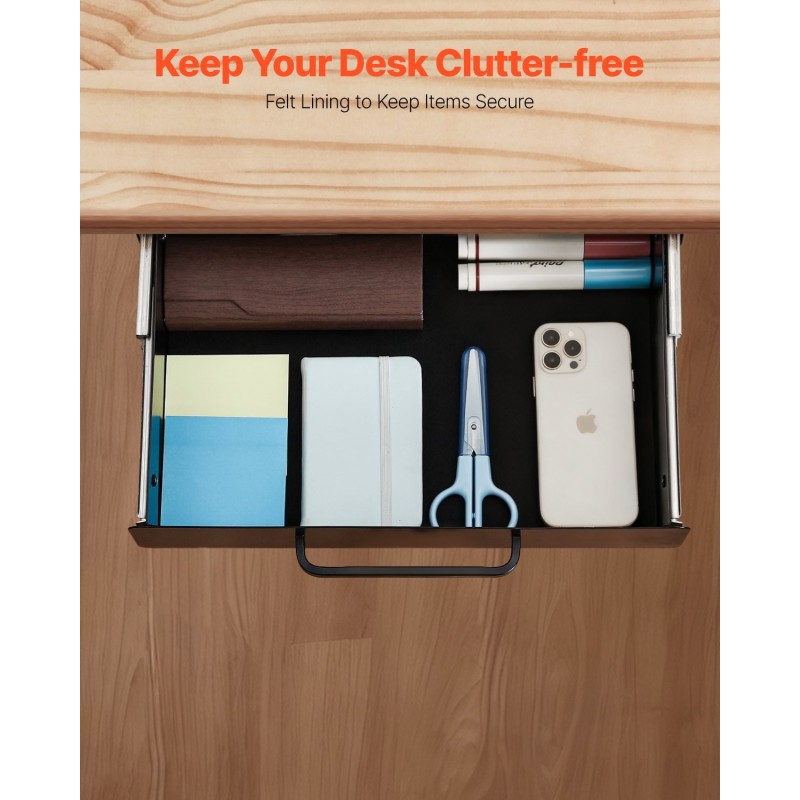 Ulosvedettävä pöydän alle asennettava 13 tuuman musta teräslaatikko