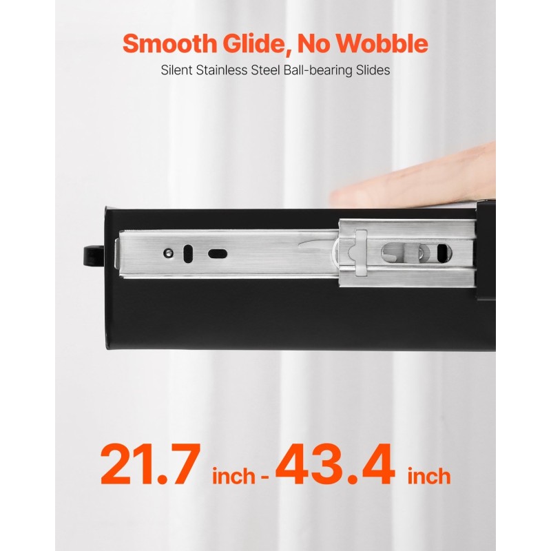 Pöydän alle asennettava leveä liukulaatikko Q235-teräs musta huopavuorauksella 635 mm