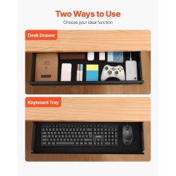 Pöydän alle asennettava teräs ja MDF vetolaatikko 680 mm yksitasoinen musta