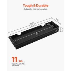 Pöydänalainen liukulaatikko 840 mm musta teräs ja MDF-levy