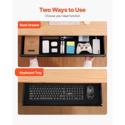 Pöydänalainen liukulaatikko 840 mm musta teräs ja MDF-levy