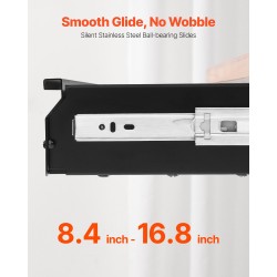 Pöydänalainen liukulaatikko 840 mm musta teräs ja MDF-levy