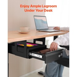 Pöydänaluslaatikko 13-tuumainen teräs lukittava ulosvedettävä musta