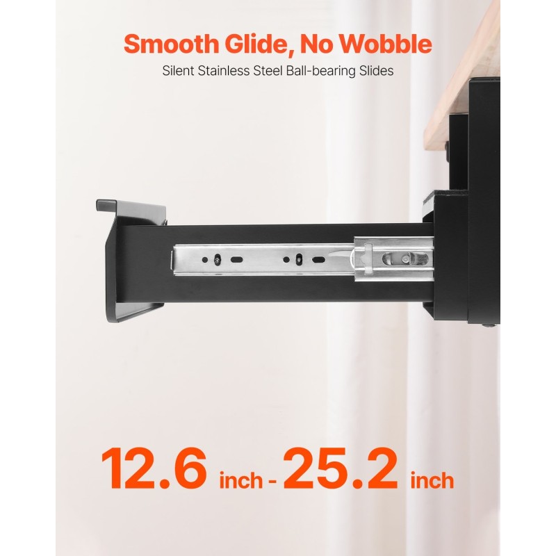 Pöydänaluslaatikko 13-tuumainen teräs lukittava ulosvedettävä musta