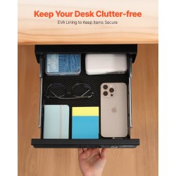 Pöydänaluslaatikko 13-tuumainen teräs lukittava ulosvedettävä musta