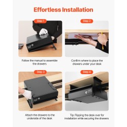 Pöydänaluslaatikko 13-tuumainen teräs lukittava ulosvedettävä musta