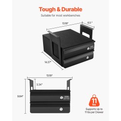 Liukulasikotelo pöydän alle asennettava 13-tuumainen Q235-teräs 2-kerroksinen lukittava musta