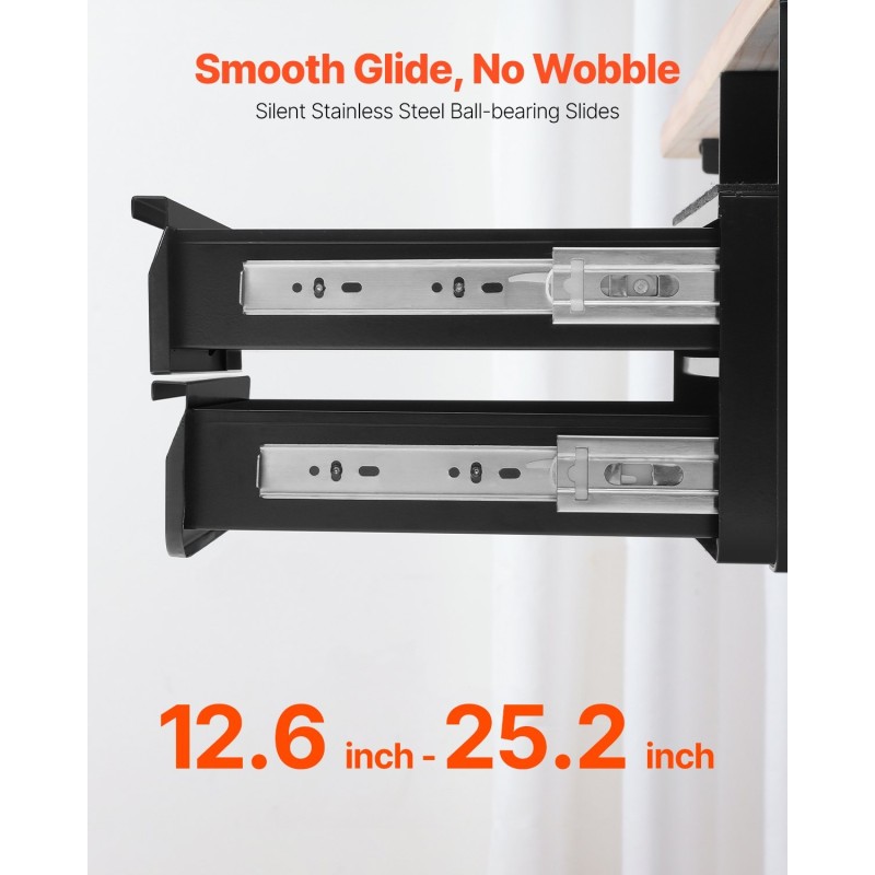 Liukulasikotelo pöydän alle asennettava 13-tuumainen Q235-teräs 2-kerroksinen lukittava musta