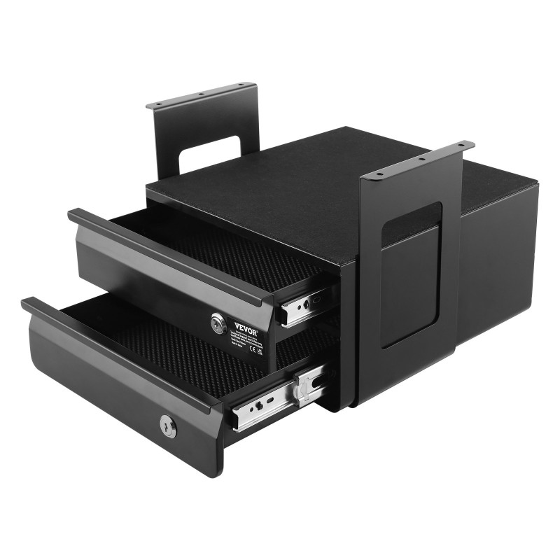 Liukulasikotelo pöydän alle asennettava 13-tuumainen Q235-teräs 2-kerroksinen lukittava musta