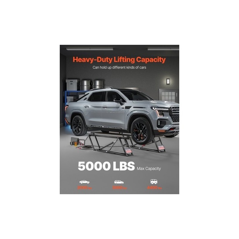 Siirrettävä sähköhydraulinen autonostin 2267,9 kg nostokorkeus 29,8 tuumaa hiilirakenneteräs kaukosäätimellä