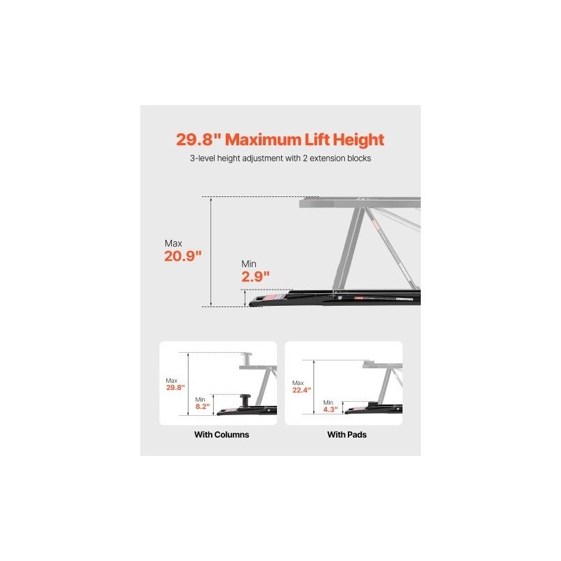 Siirrettävä sähköhydraulinen autonostin 2267,9 kg nostokorkeus 29,8 tuumaa hiilirakenneteräs kaukosäätimellä