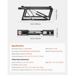 Siirrettävä sähköhydraulinen autonostin 2267,9 kg nostokorkeus 29,8 tuumaa hiilirakenneteräs kaukosäätimellä