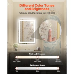 LED-kylpyhuonepeili 50 x 70 cm epoksihartsi alumiinitausta portaaton himmennys 3 värilämpötilaa huurteenesto