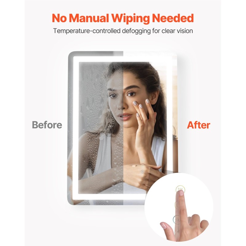 LED-kylpyhuonepeili 50 x 70 cm epoksihartsi alumiinitausta portaaton himmennys 3 värilämpötilaa huurteenesto