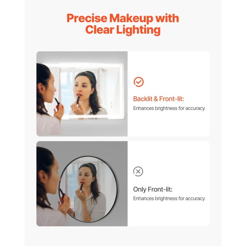 Seinään kiinnitettävä LED-kylpyhuonepeili epoksipinnoite alumiinitaustalevy 700x1000 mm 3 värilämpötilaa portaattomasti