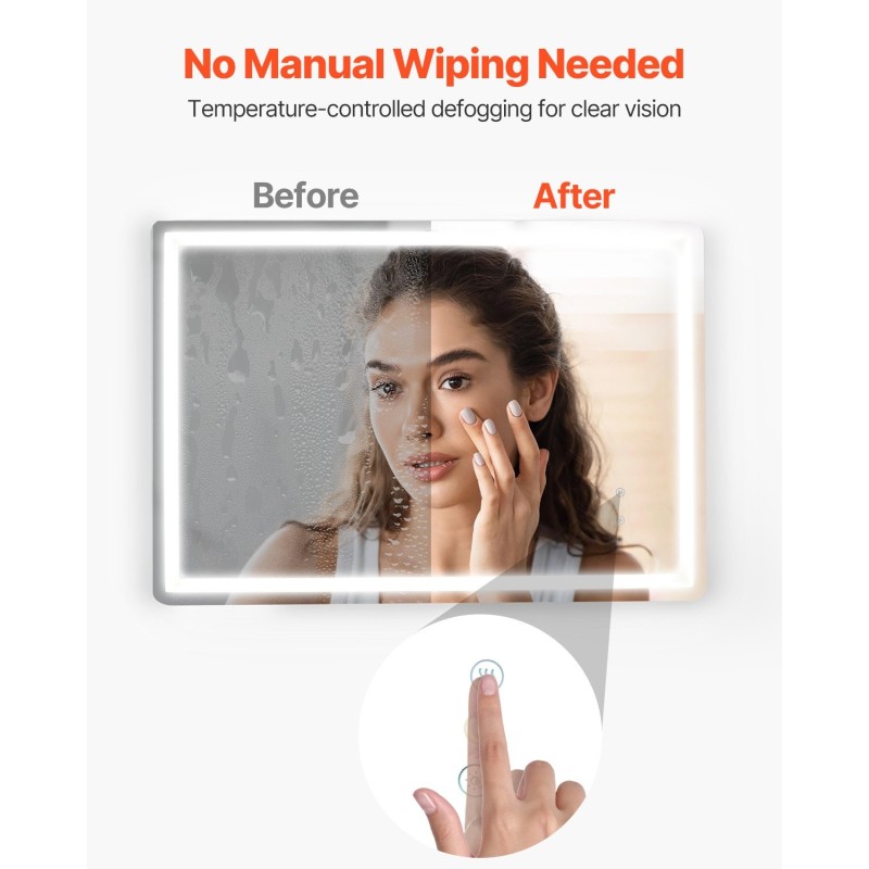 Seinään kiinnitettävä LED-kylpyhuonepeili epoksipinnoite alumiinitaustalevy 700x1000 mm 3 värilämpötilaa portaattomasti