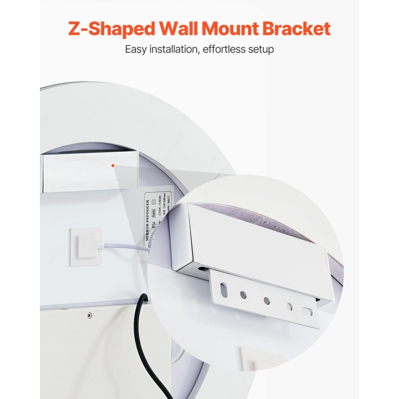 Seinään asennettava pyöreä LED-kylpyhuonepeili 60 cm portaattomasti himmennettävä 3 värilämpötilaa huurteenesto
