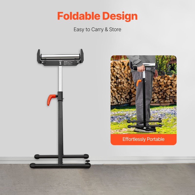 Taittuva teräsrullatuki 113 kg kantavuus säädettävä korkeus 685–1092 mm 2 kpl