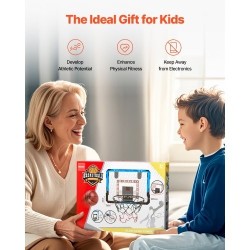 Mini koripallokori ovien yläpuolelle kiinnitettävä sininen sähköinen pistelaskuri LED-valot musiikkitoiminnot 3 palloa