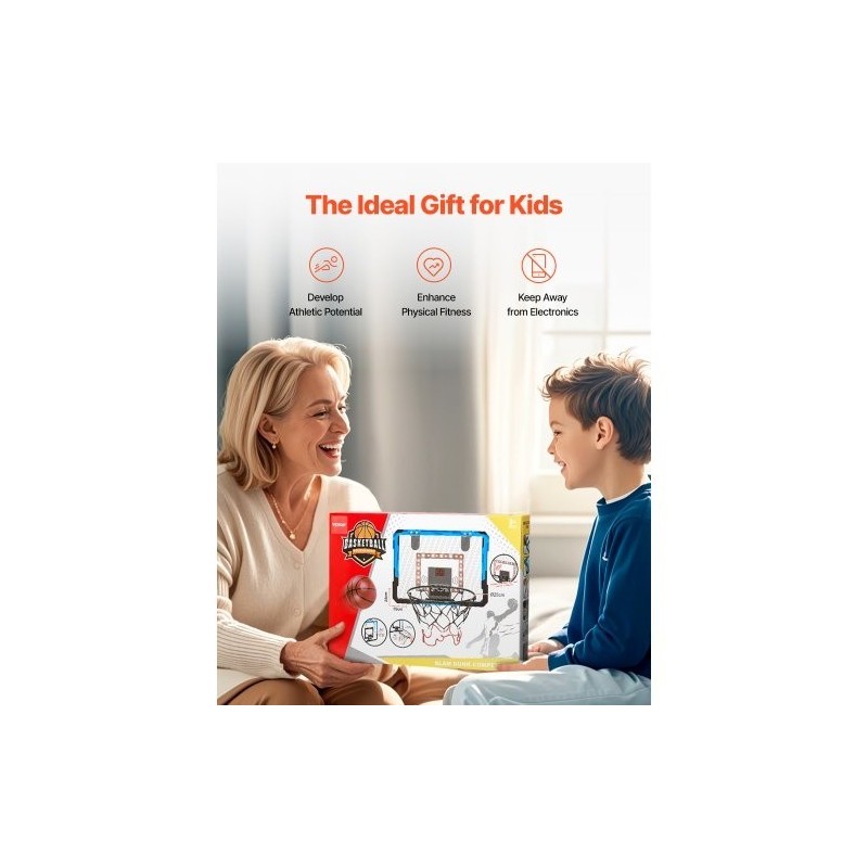 Mini koripallokori ovien yläpuolelle kiinnitettävä sininen sähköinen pistelaskuri LED-valot musiikkitoiminnot 3 palloa