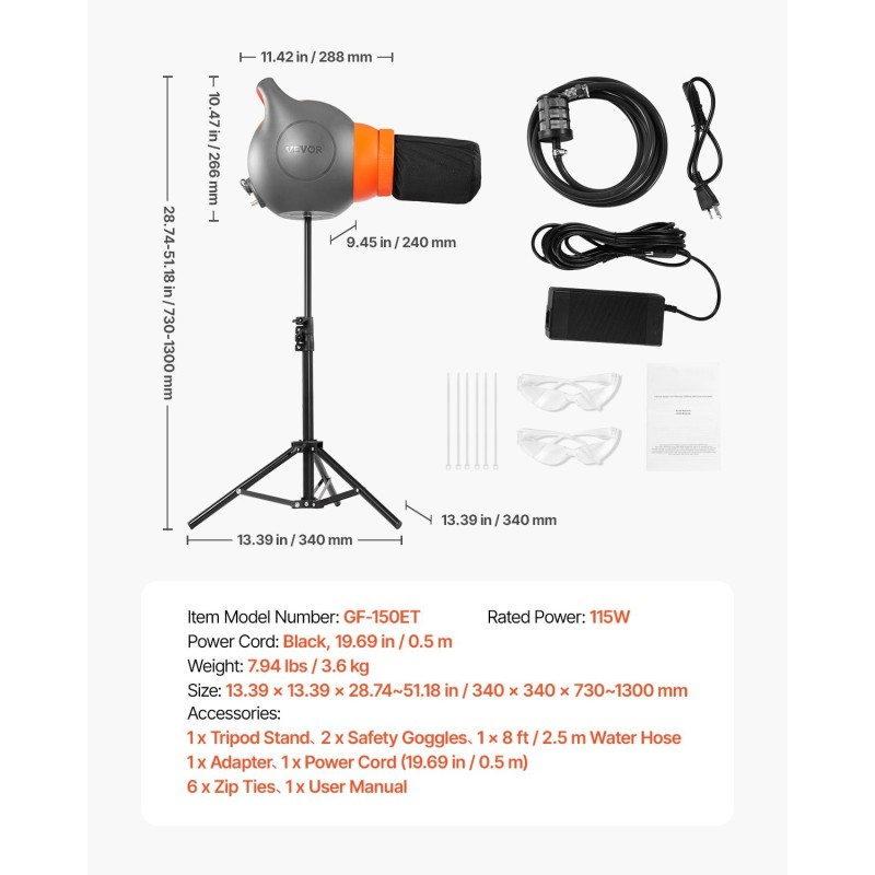 Vaahtokone keskipakopuhallin kannettava jalustateline altaalle ja ulkokäyttöön