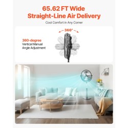 Jalustatuuletin 18-tuumainen metallirunkoinen musta korkeussäädettävä 115-147 cm 3-nopeuksinen