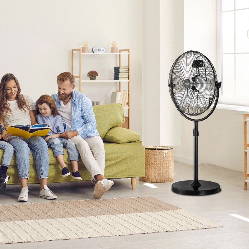 Jalustatuuletin 18-tuumainen metallirunkoinen musta korkeussäädettävä 115-147 cm 3-nopeuksinen