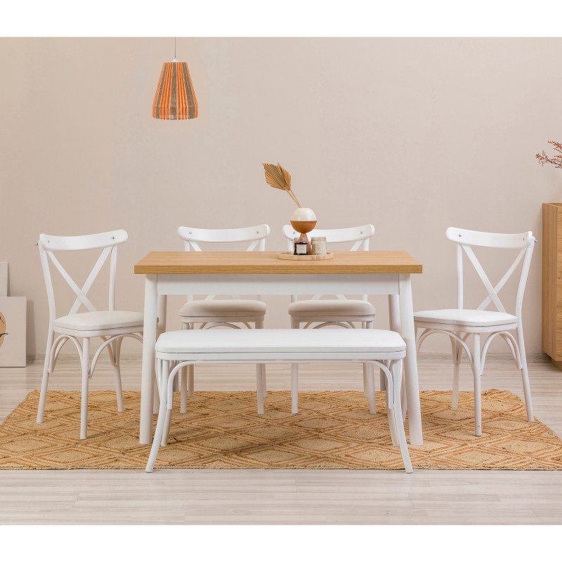 Pöytä- ja tuolisarja (6 osaa) Laviano OLIVER valkoinen