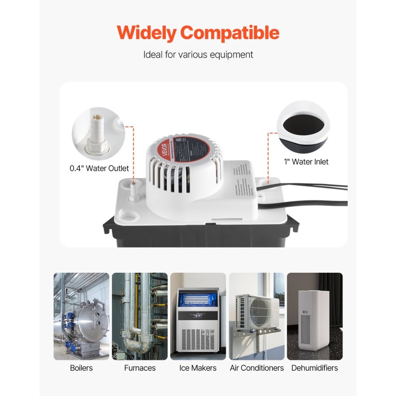 Kondenssivesipumppu muovirakenne automaattinen kellukko 0,5 gal säiliö ilmastointilaitteille