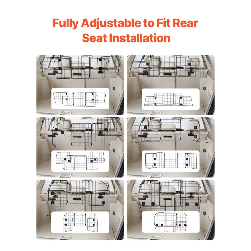Koiraverkko autoon teräsrunko säädettävä leveys jopa 1565 millimetriä poraamaton asennus