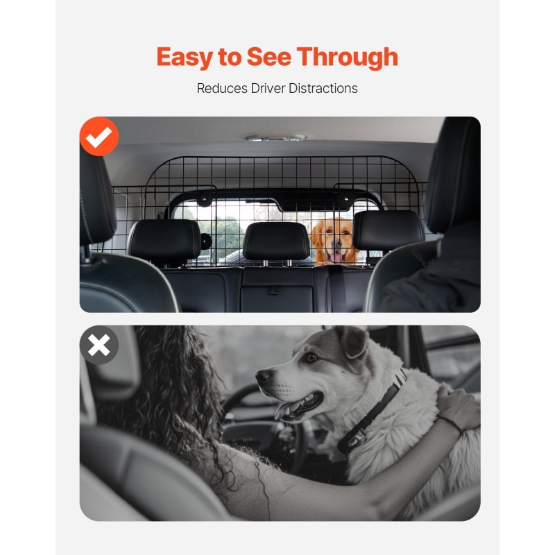 Auton koiraverkko vahva teräs säädettävä leveys 968–1685 mm takapenkin niskatukiin