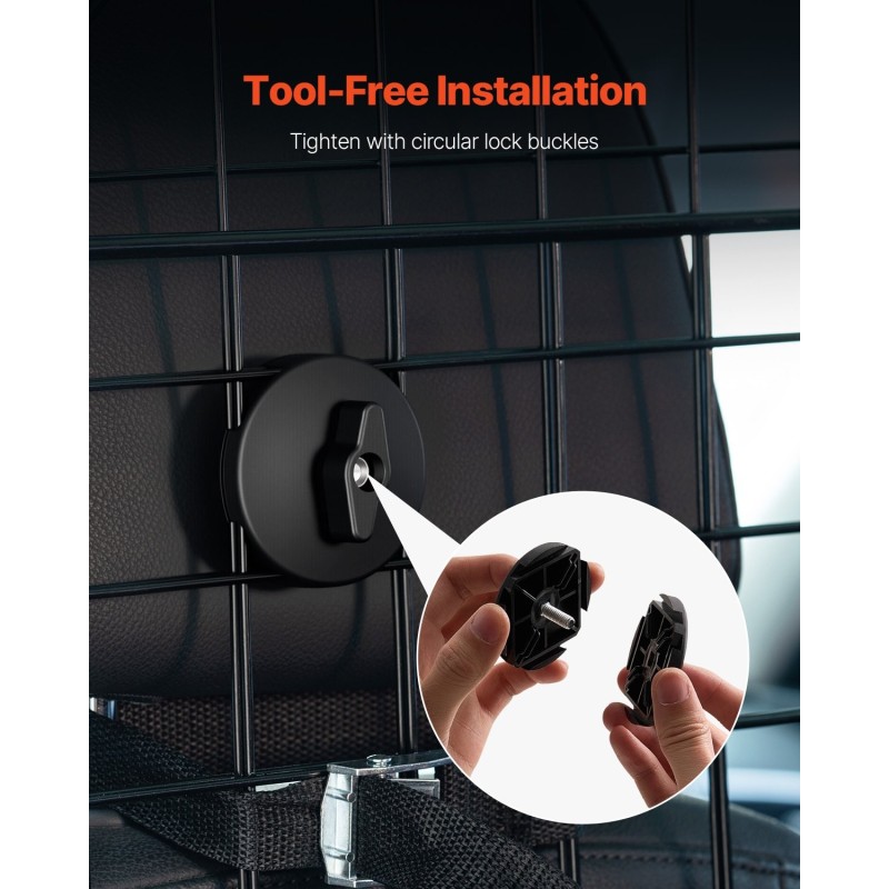 Koiraverkko autoon teräsrunko säädettävä leveys 1539 mm niskatukiin kiinnitys