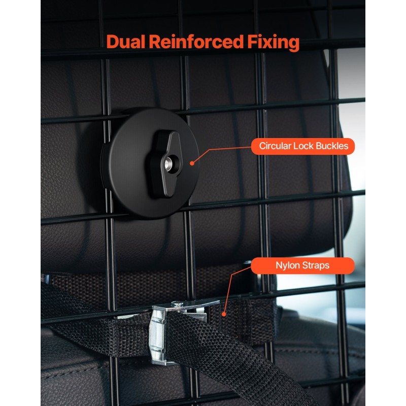 Koiraverkko autoon säädettävä 1539 mm teräsrunko yleismallinen poraton asennus