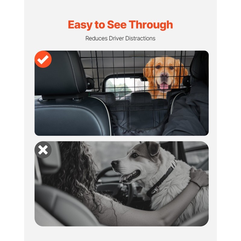 Koiraverkko autoon säädettävä 1539 mm teräsrunko yleismallinen poraton asennus