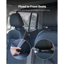 Auton koiraverkko teräsrunko polyesterikangas musta 1280×812 mm etuistuimien taakse